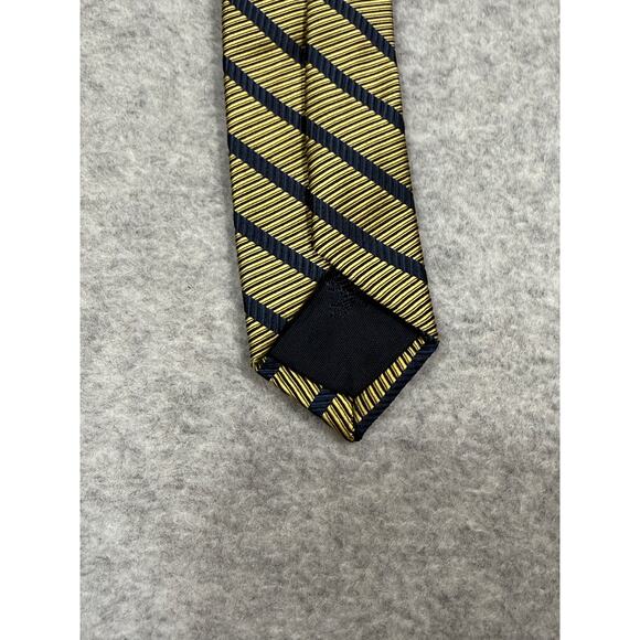 Brooks 346 Silk Gold Navy Stripe Neck Tie - Picture 4 of 6